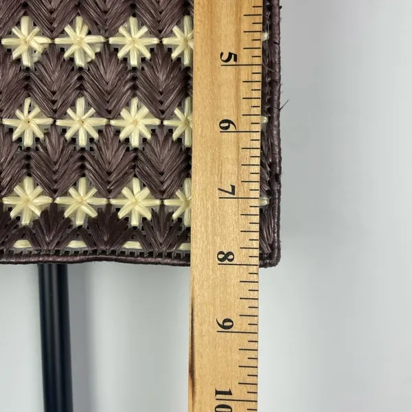 Rectangle Brown Star Flower Woven Box Tiki Beach Straw Structured Handbag‎ - Image 4