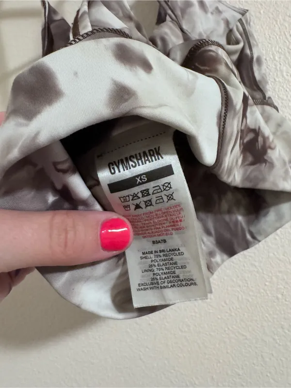 Gymshark Charcoal and White Tie-Dye Sports Bra XS - Image 3