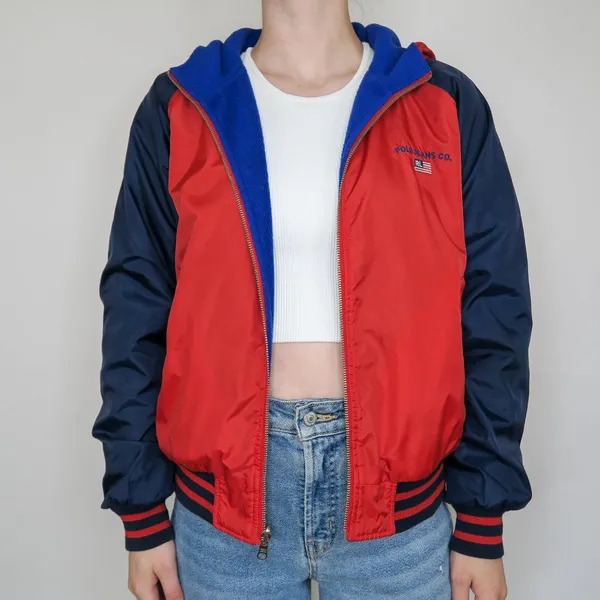 Vintage 90s Ralph Lauren Reversible Fleece Windbreaker Jacket - Image 3