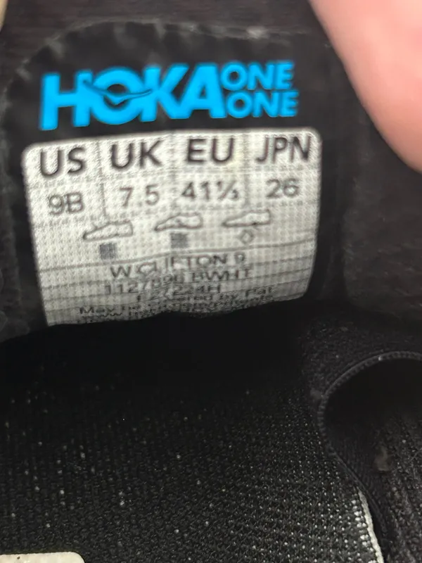 HOKA Clifton black athletic training running shoes sneakers women’s 9 Preowned - Image 3