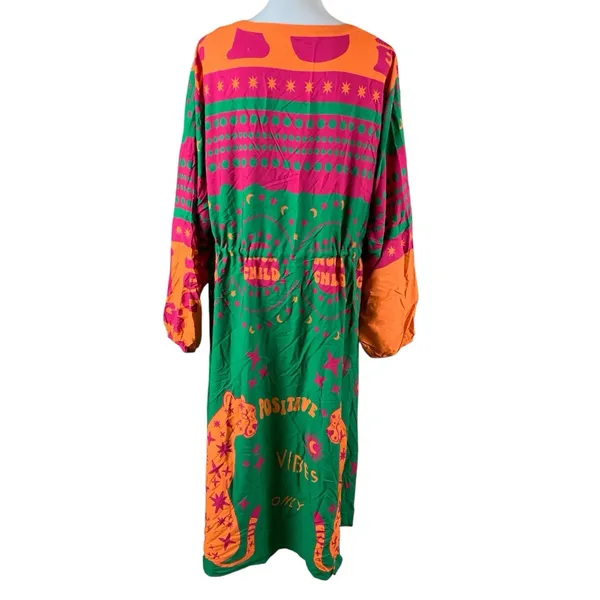 Angel‎ Of Style Boho Maxi Dress Bold Print Long Sleeve US 24 - Image 3