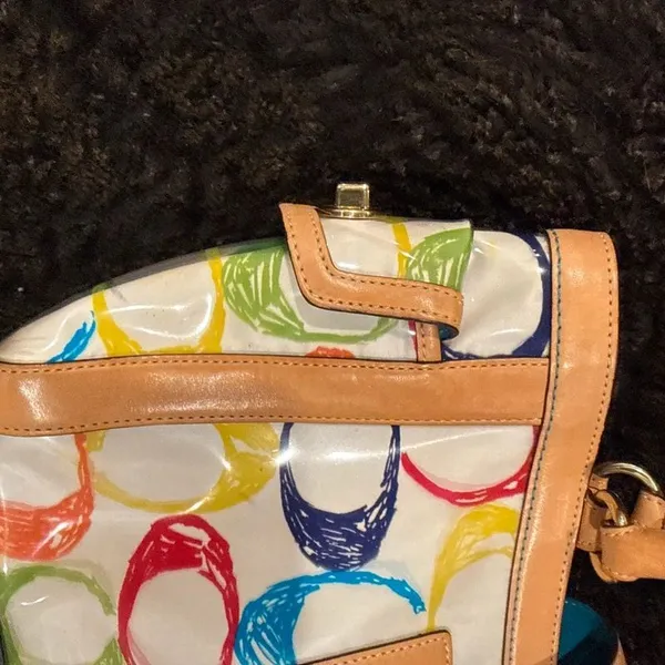 Coach Multicolor PVC Scribble Vachetta Leather Trim Tote Handbag Bag For Women - Image 3