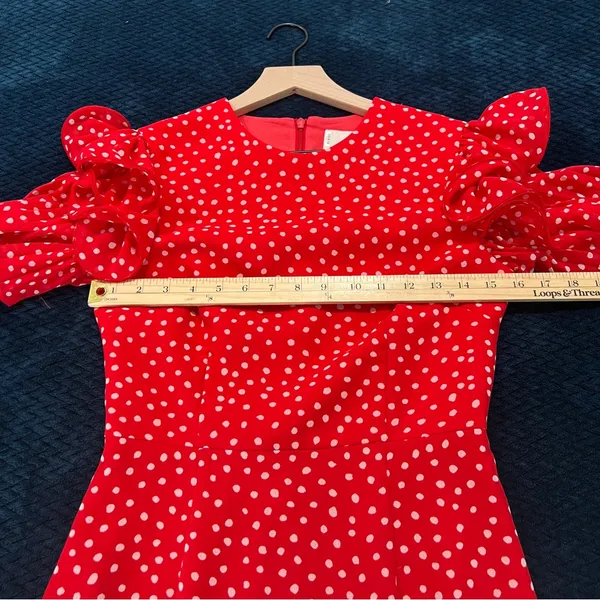 Keepsake Moonshine Dress Red Polka Dot Chiffon Flutter Sleeve Mini Dress Size XS - Image 15