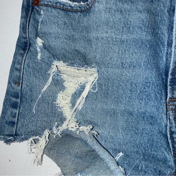 abercrombie fitch High Rise Mom Shorts‎ Distressed Blue Size 27/4 - Image 4