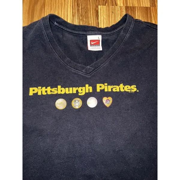 Nike Pittsburgh Pirates MLB Women's T-shirt V Neck Sz‎ L Large VTG Vintage 2008 - Image 2