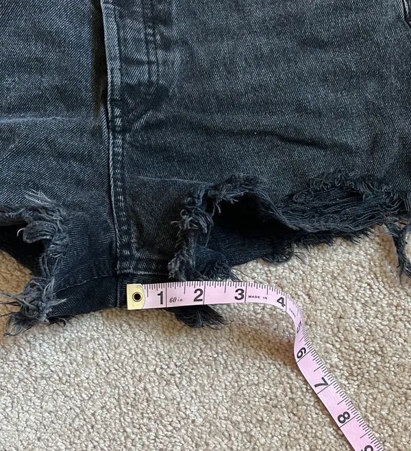 ZARA Black High Rise Distressed Cheeky Denim Shorts Size 2 - Image 6