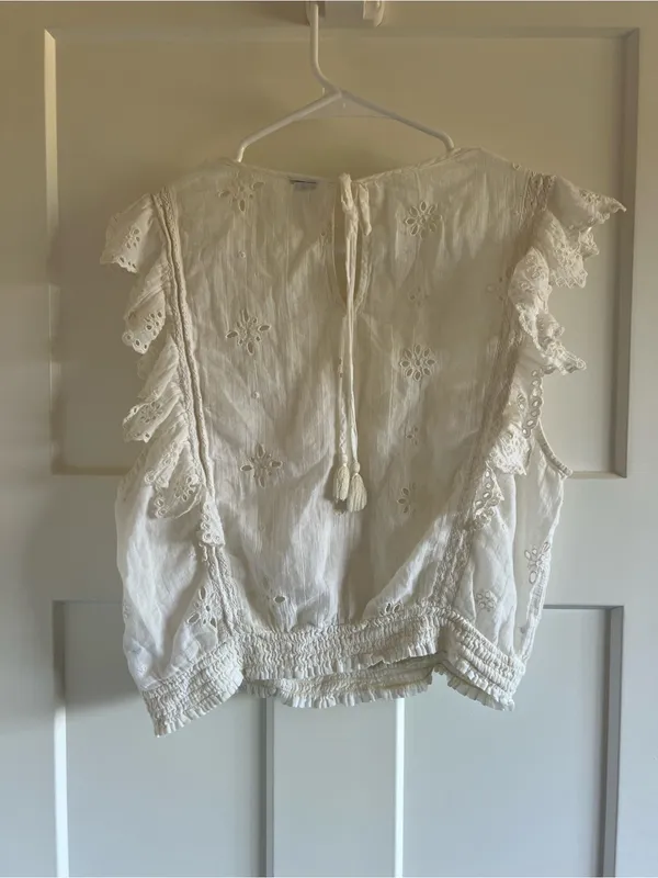 aerie White Eyelet Ruffle Cropped Camisole - Image 3