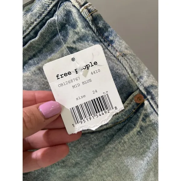 Free People Taliesin Cutoff Denim Short Mid Blue Womens Size 24 - Image 9