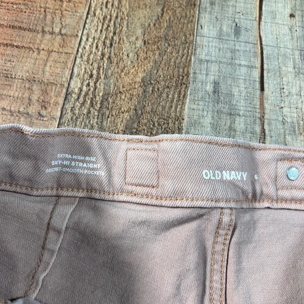 Old Navy Mauve Pink Sky-Hi Straight Extra High Rise Carpenter Pants Womens 6 - Image 4