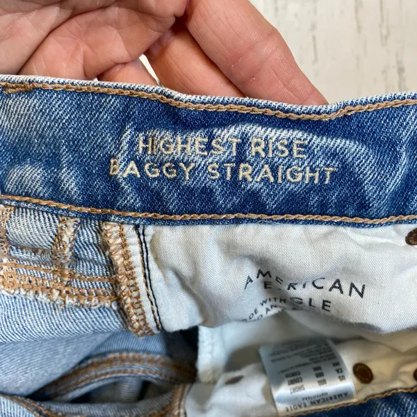 American Eagle Strigid Highest Rise Baggy Straight Ripped Distressed Jean - Image 7