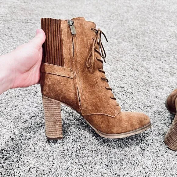 MICHAEL MICHAEL KORS Carrigan‎ Lace-Up Booties Brown Leather Mob Wife Moto 8.5 - Image 9