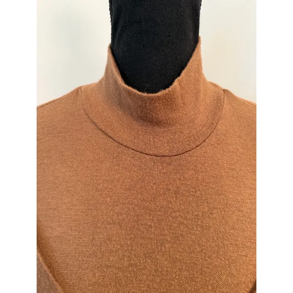 Sabina Musayev Viscose-Nylon Knit Cross Front Wrap Blouse Top Neutral Minimalist - Image 5
