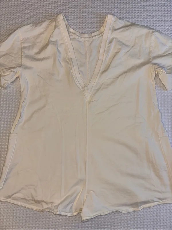 NEW! FREE PEOPLE MOVEMENT Hot Shot Tee Romper Shorts X-SMALL Bleached Clay Ivory - Image 11