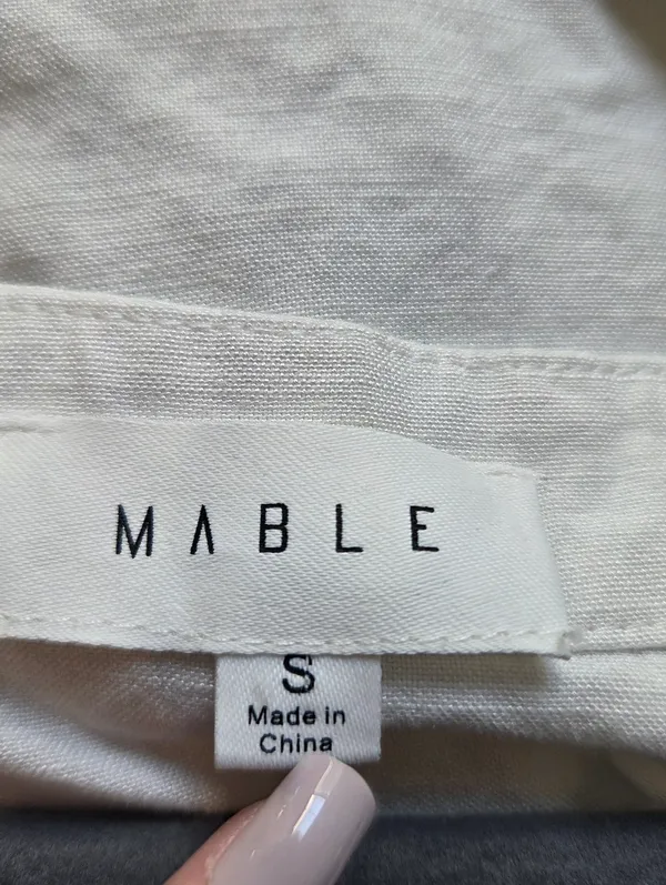 Mable White Linen Blend Boxy Crop Top - Image 4
