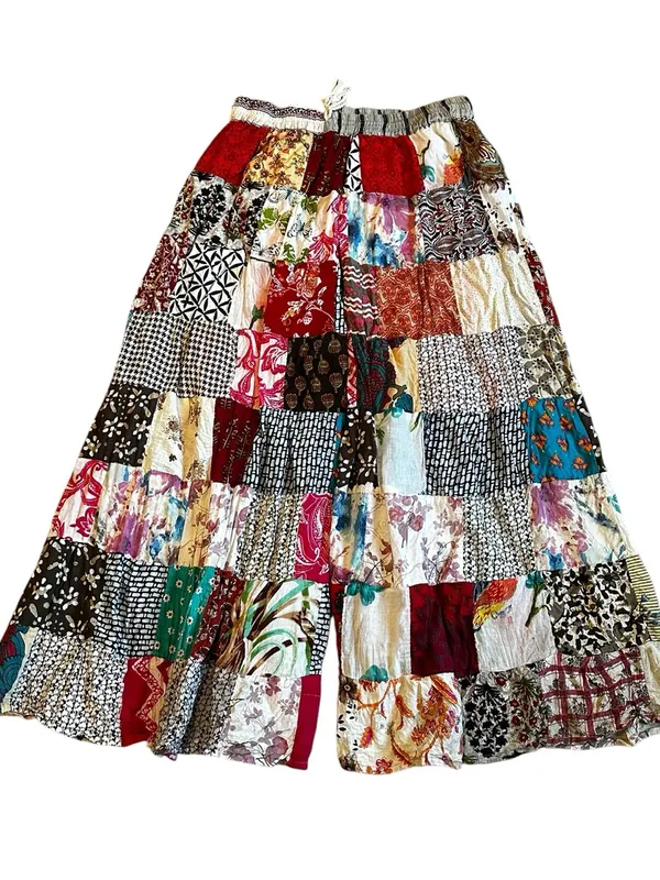Jessica Taylor Eclectic Patchwork Palazzo Pants Boho Hippie Flowy Artsy One Size - Image 4