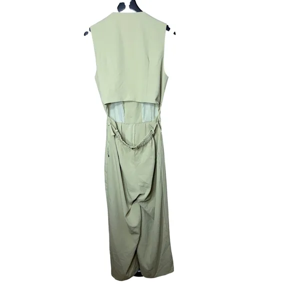 Cider Womens Light Green Vest Style Wide‎ Leg Jumpsuit Back Cutout Size L - Image 6