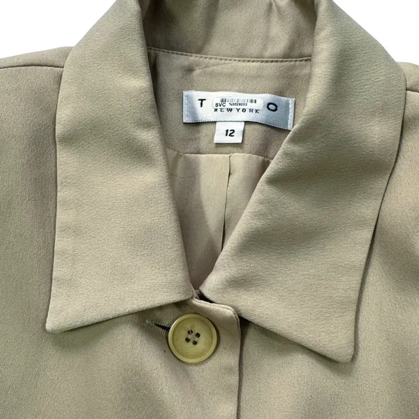Trio New York Vintage Coat Womens 12 Tan Beige Wool Made in USA Trench Old Money - Image 3