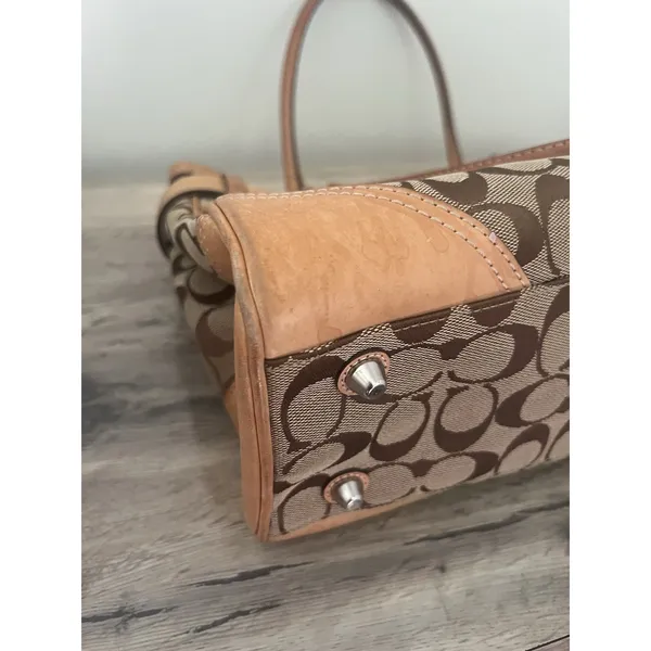 Coach Hampton Satchel Women Medium Brown Monogram Canvas Y2K Preppy 8K07 - Image 8