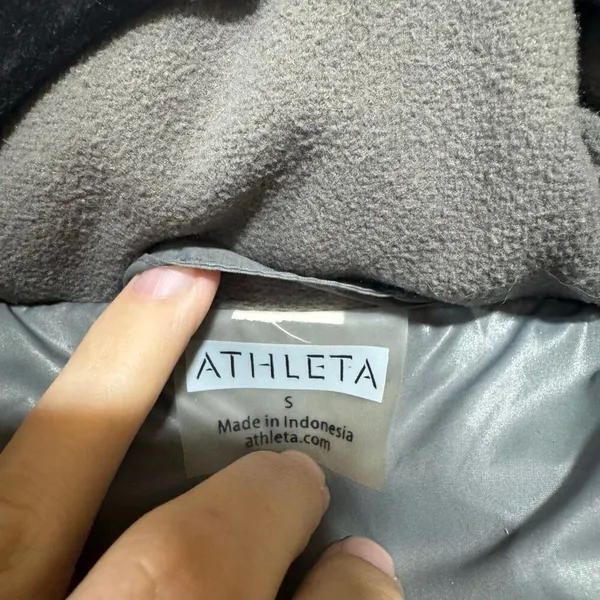 ATHLETA Jacket Womens Large Gray Puffer Down Full Zip Hooded Winter Outdoor - Image 7