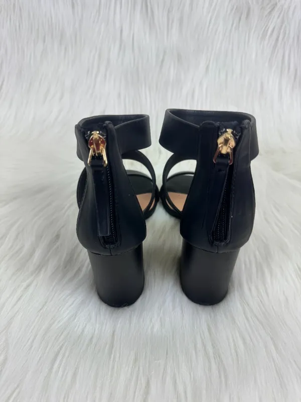 Women's Qupid Dorcas Faux Leather Multi Strap Block Heel Sandals Black Size 8 - Image 10
