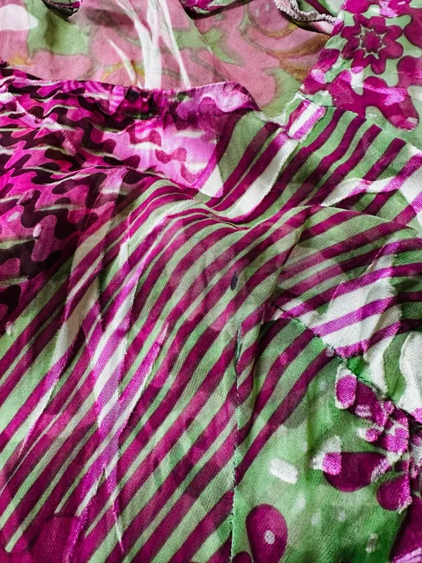 Womens Silk Floral Burnout Sheer Kaftan Dress Slits Boho Chic Maximalist Summer - Image 9