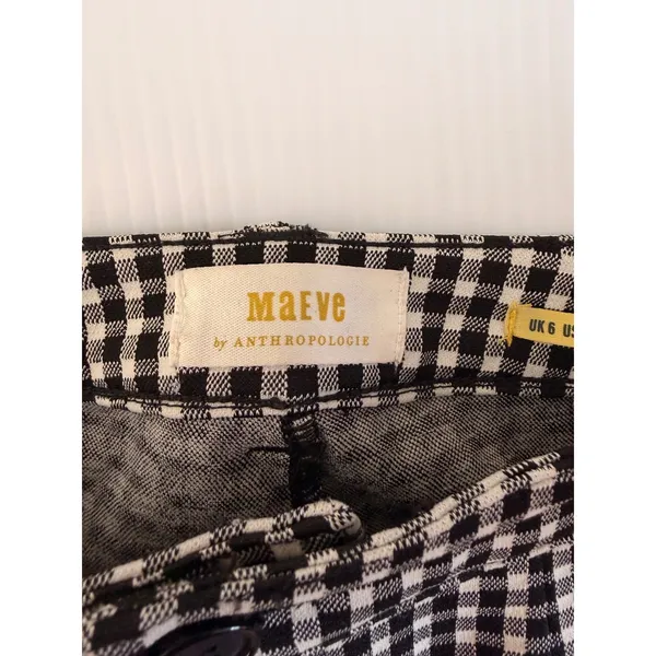 Maeve‎ by Anthropologie Gingham Check Pants Women's Size 2 Black White - Image 2