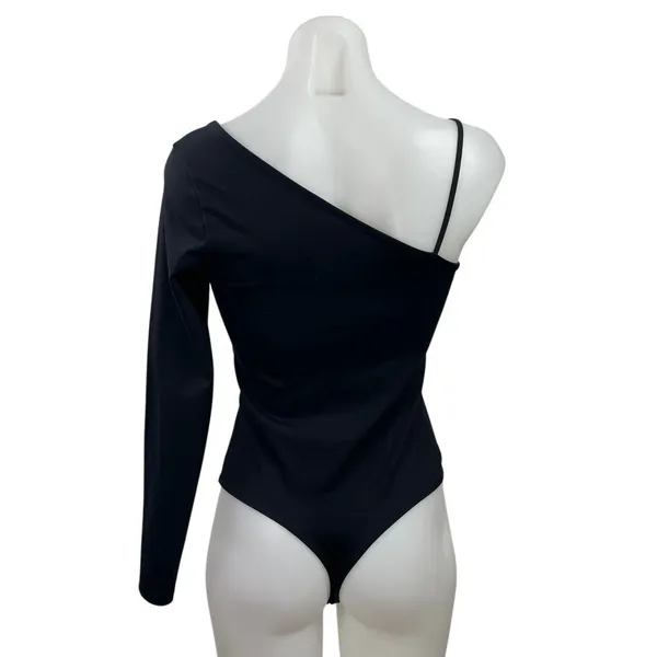 Abercrombie & Fitch Black One Shoulder Long Sleeve Thong Bodysuit Top Size S - Image 3