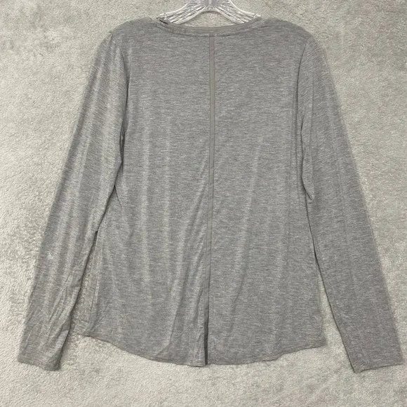 White House Black Market Top Womens Small Gray Long Sleeve‎ Top U Neck Casual - Image 6