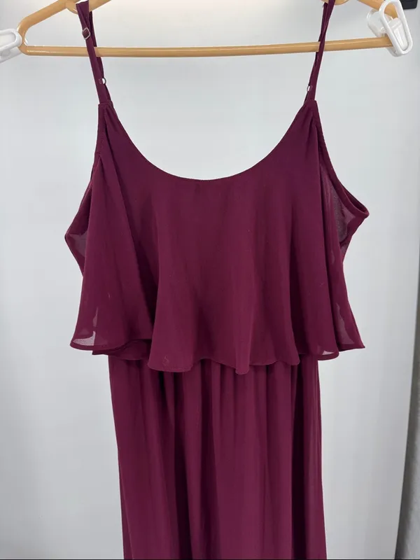 Show Me Your MuMu Caitlin Ruffle Maxi Dress S Merlot Chiffon flowy wedding event - Image 8