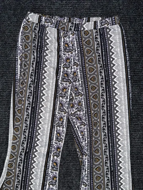 Eye Candy Women's Boho Mid Rise Flare Pants L Festival Multicolor Hippie Gypsy Paisley - Image 3