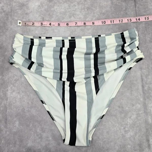 Cupshe Black White Gray‎ High Waist Bikini Bottom Swimwear Medium - Image 3