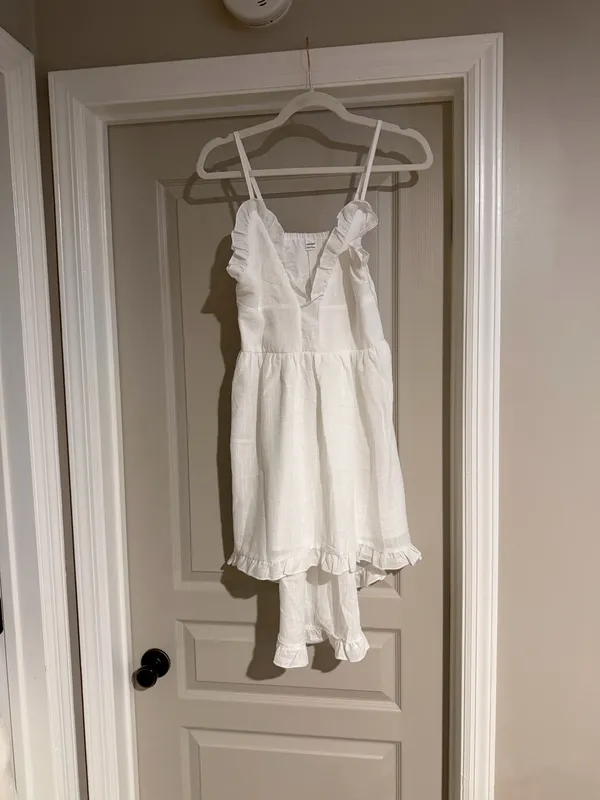 White linen uneven dress - Image 2