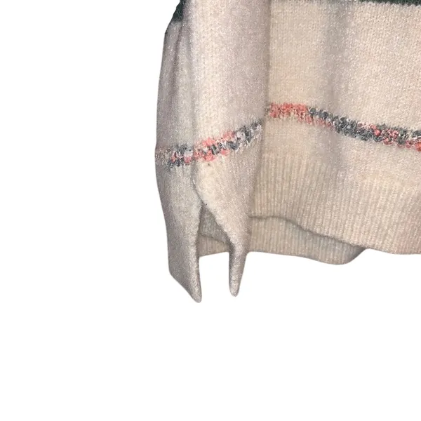 Shein Cream & Green Sweater Multicolored Stripes One Size‎ - Image 2