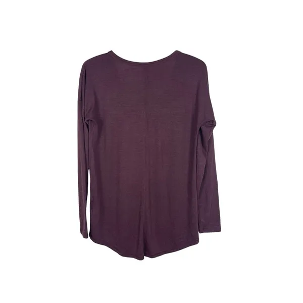 Abercrombie Fitch Soft A&F Cozy Plum V Neck Long Sleeve Tee Relaxed Top M - Image 4