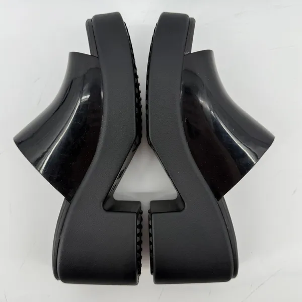 Crocs Brooklyn Slide Block High Shine Heel Sandals Black Women 7 Chunky Y2K - Image 5