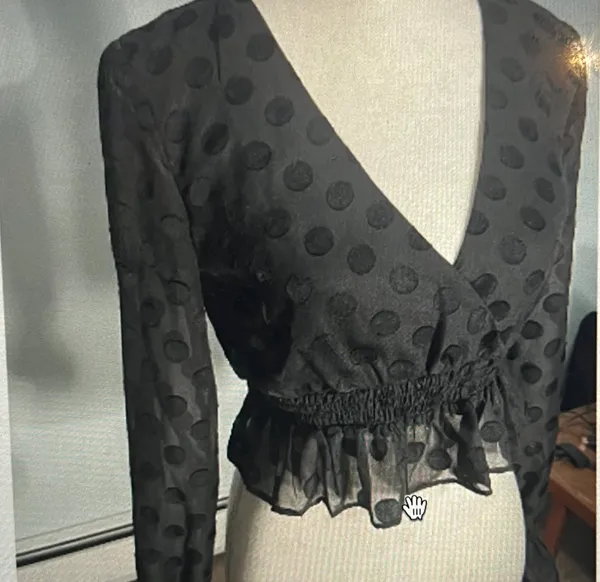 Lovers + Friends Black Tonal Polka Dot Crop Top - Image 2