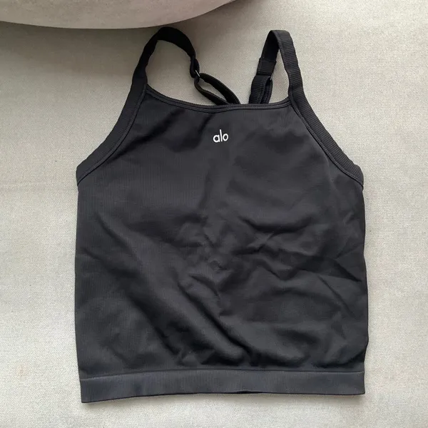 Alo Yoga Seamless Ribbed Favorite Full Length Bra Tank Black M - Image 2