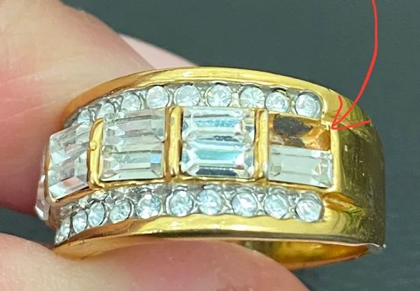 Vintage Unsigned Gold-tone Clear CZ Stones Fashion Row Ring Size 8 - Image 13