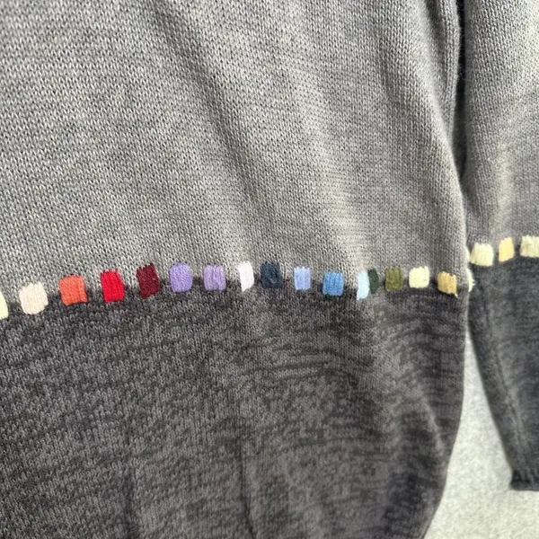 Blair Womens Large Sweater Colorblock Cotton Blend Long‎ Sleeve Blue Gray Round - Image 8