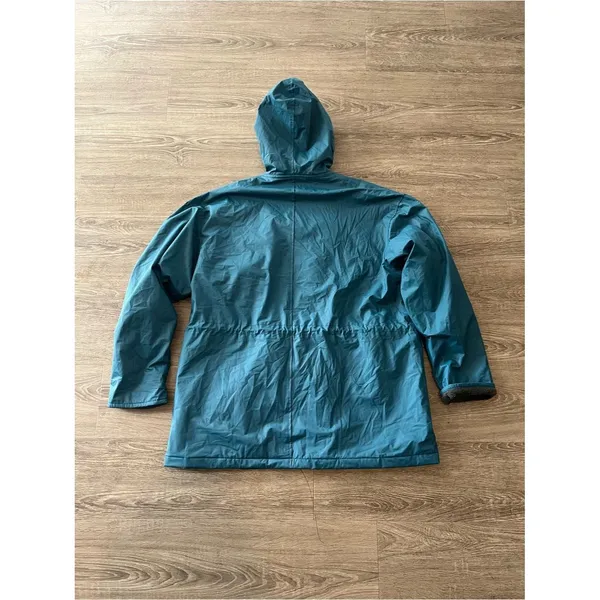 Misty Harbor Rain Coat Jacket Womens Large Teal Hooded Fleece Lined Vinyl Coat - Image 9