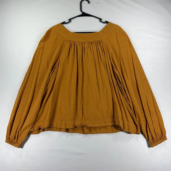 Universal Thread Mustard Yellow Square Neck Balloon Sleeve Textured Blouse Large - Image 9