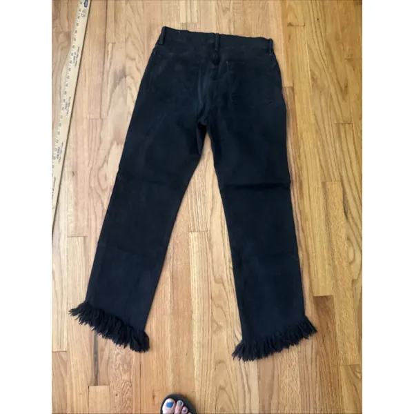 FRAME Le‎ High Straight Film Noir Black Jeans Distressed Hem SZ 28 6 - Image 2