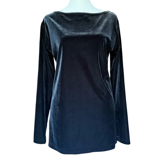 Breeches Vintage Black‎ Velvet Long Sleeve Top Sz S - Image 2