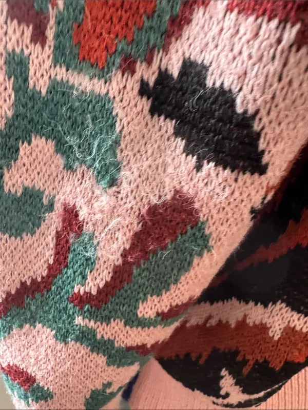 Farm Rio Toucans Scarf Mixed Prints Knit Long Sleeve Cardigan Size Small - Image 12