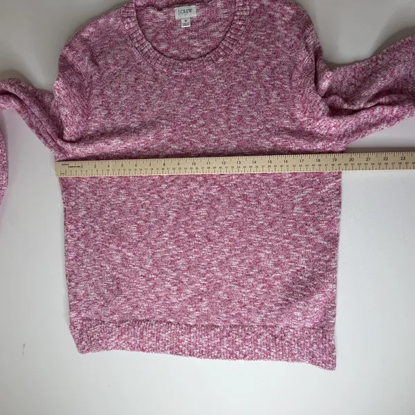 J Crew Womens Pink Marled Cotton Blend Crewneck Sweater Medium Preppy Stretch - Image 8