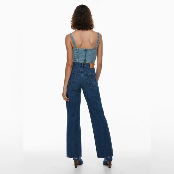 ARITZIA DENIM FORUM Farrah Hi Rise Wide Leg Jeans Womens 32 Blue Dark Wash Pants - Image 5