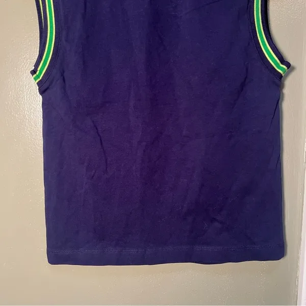Terez Women's Size XXS‎ Tank Top Navy Blue Lime Green Trim Crewneck Boxy Cotton - Image 6