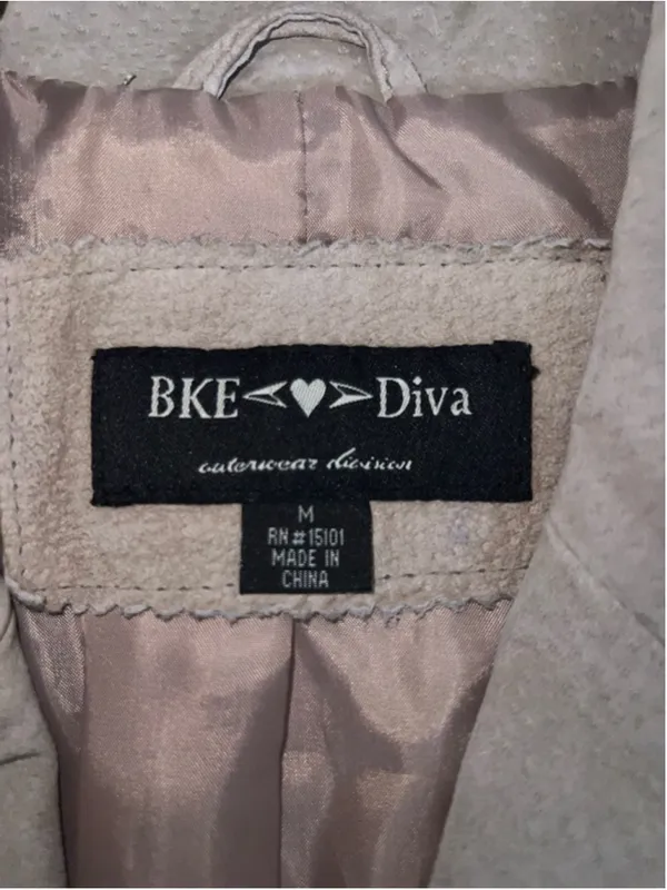 Women's BKE Diva Beige Suede Trench Coat M - Image 6