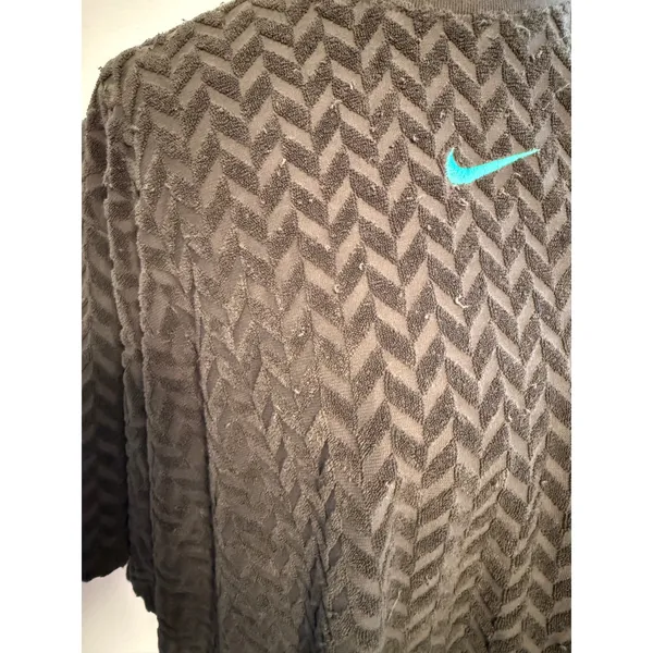 Nike‎ Textured Mock Neck Short Sleeve Top Womens XXL Olive Green Swoosh - Image 4