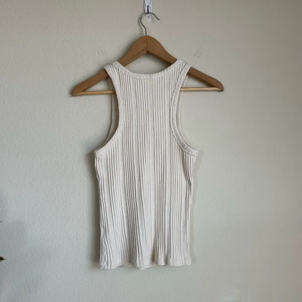 Anthropologie Cream Rib Knit High Neck Tank - Image 8